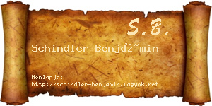 Schindler Benjámin névjegykártya